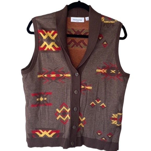 Breckenridge southwestern‎ vest soft knit petite large sweater - Picture 1 of 8